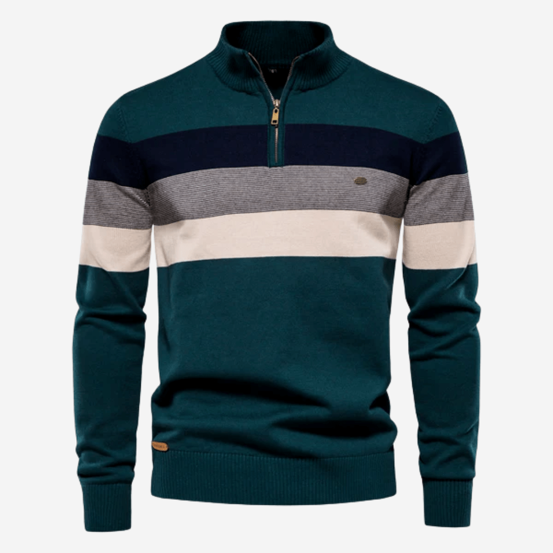Herren Pullover Stripes Stylish Viertelreißverschluss