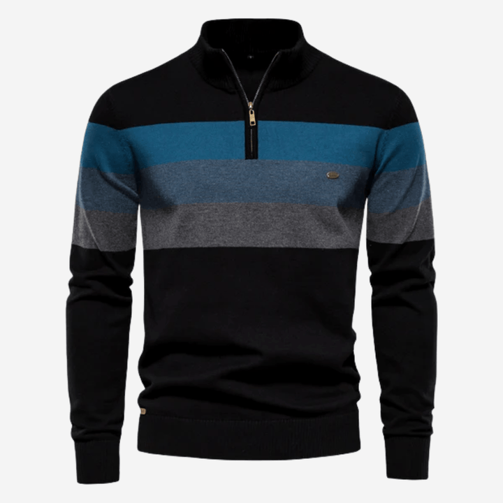 Herren Pullover Stripes Stylish Viertelreißverschluss