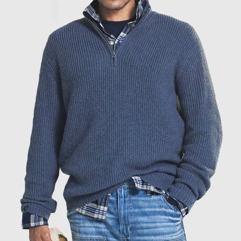 Herren Strickpullover Mit Viertelreißverschluss