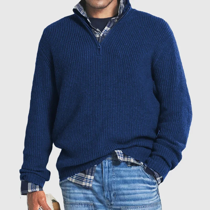 Herren Strickpullover Mit Viertelreißverschluss - IdealeKleiden