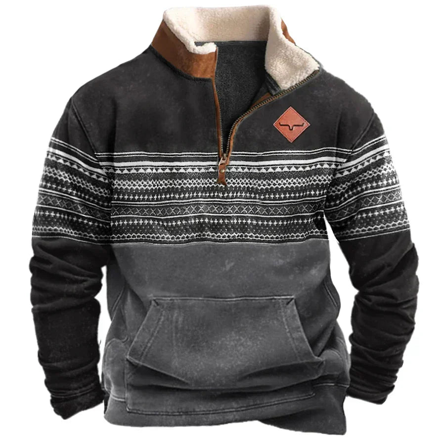 Herren Fleece Pullover Warm Viertelreißverschluss - IdealeKleiden