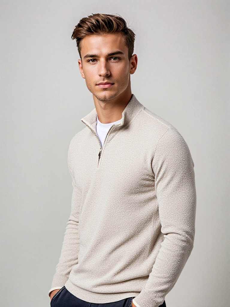 Herren Strickpullover Halbzipper Modern