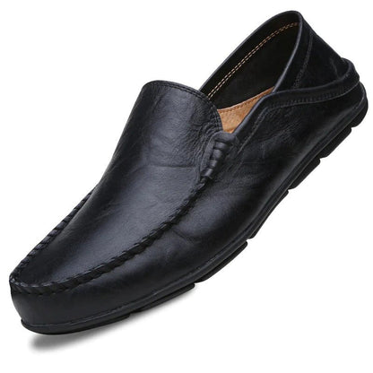 Bequeme Herren Slipper Leder Schwarz