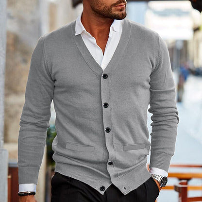 Herren Strickjacke V-Ausschnitt Cardigan Modern
