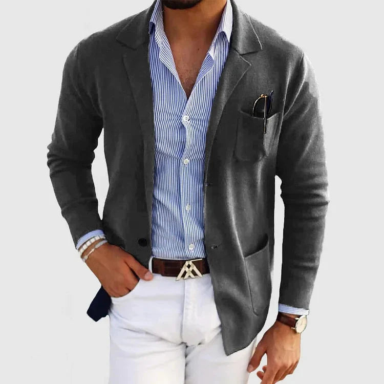 Herren Strickjacke Mit Knöpfen Und Taschen