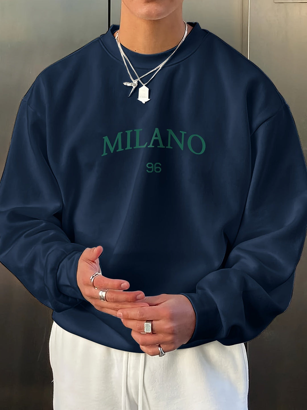 Großes Herren Sweatshirt mit Rundhals und Print