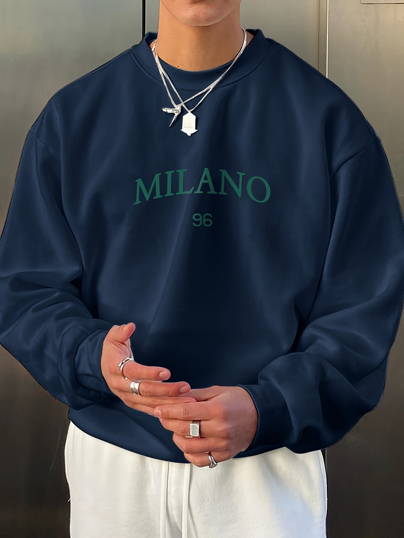 Großes Herren Sweatshirt mit Rundhals und Print