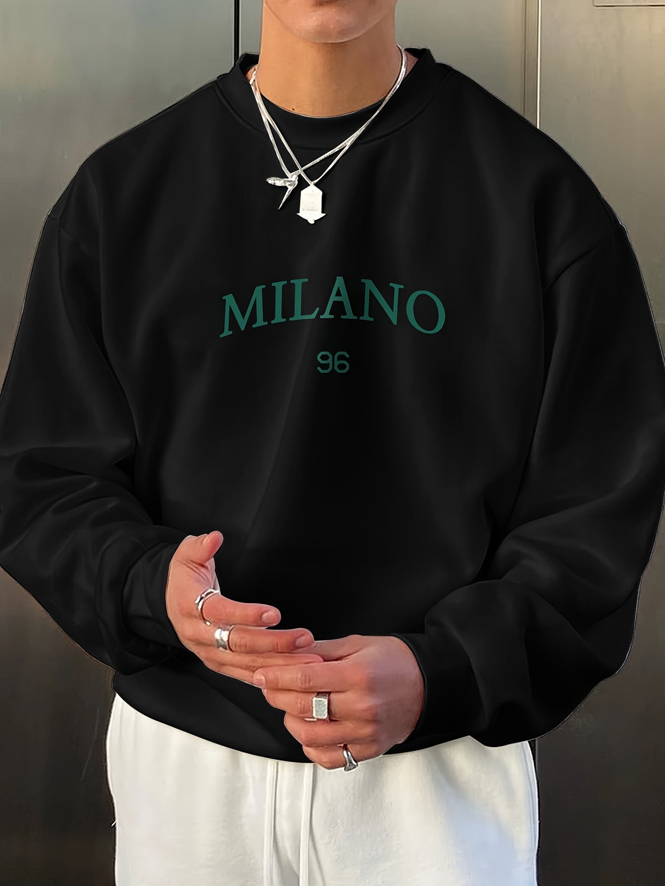 Großes Herren Sweatshirt mit Rundhals und Print