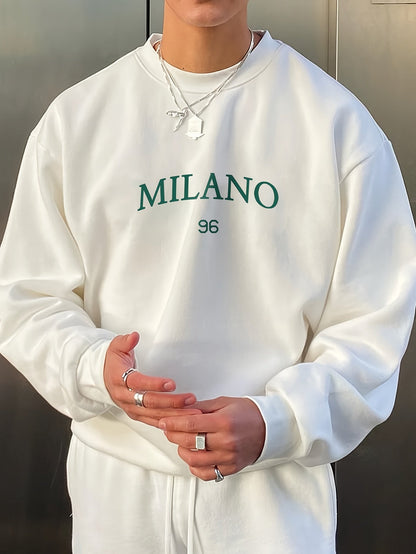 Großes Herren Sweatshirt mit Rundhals und Print - IdealeKleiden