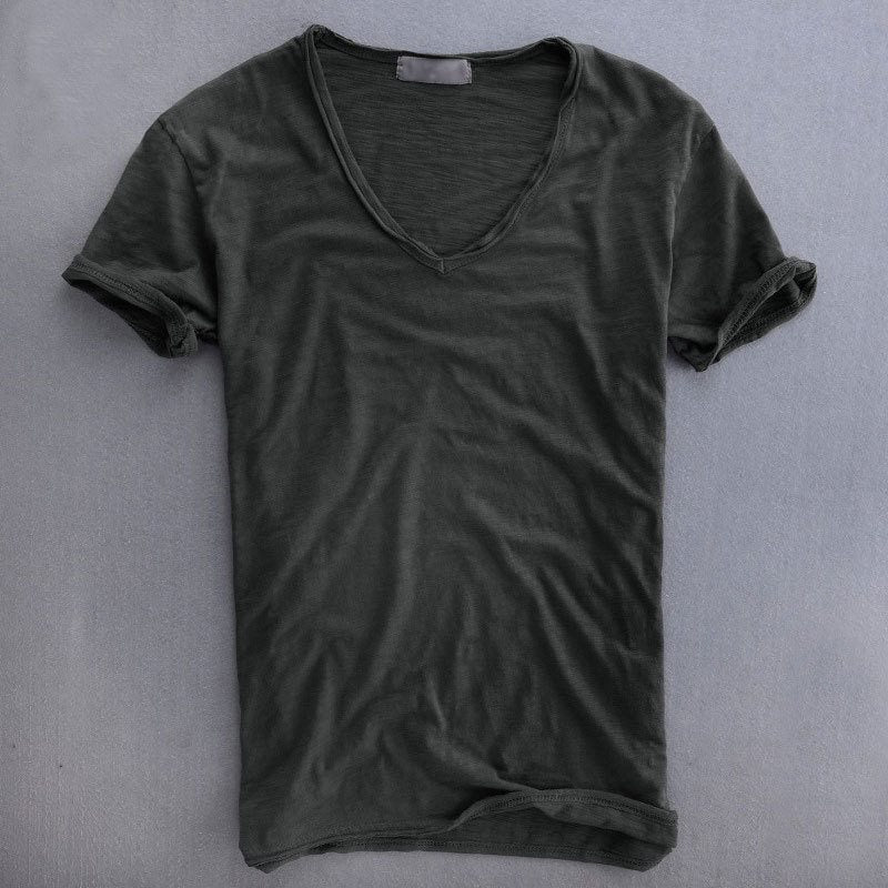 Herren T-Shirt V-Ausschnitt Leicht Baumwolle