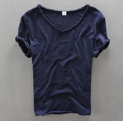 Herren T-Shirt V-Ausschnitt Leicht Baumwolle