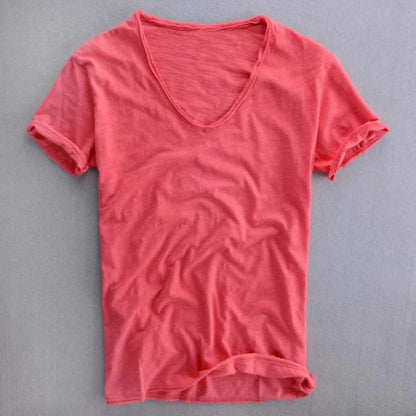 Herren T-Shirt V-Ausschnitt Leicht Baumwolle