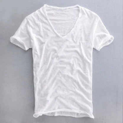 Herren T-Shirt V-Ausschnitt Leicht Baumwolle