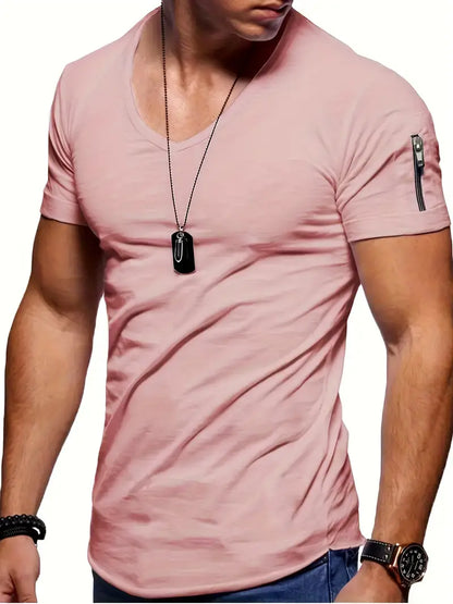 Männer T-Shirt Leicht Casual V-Ausschnitt