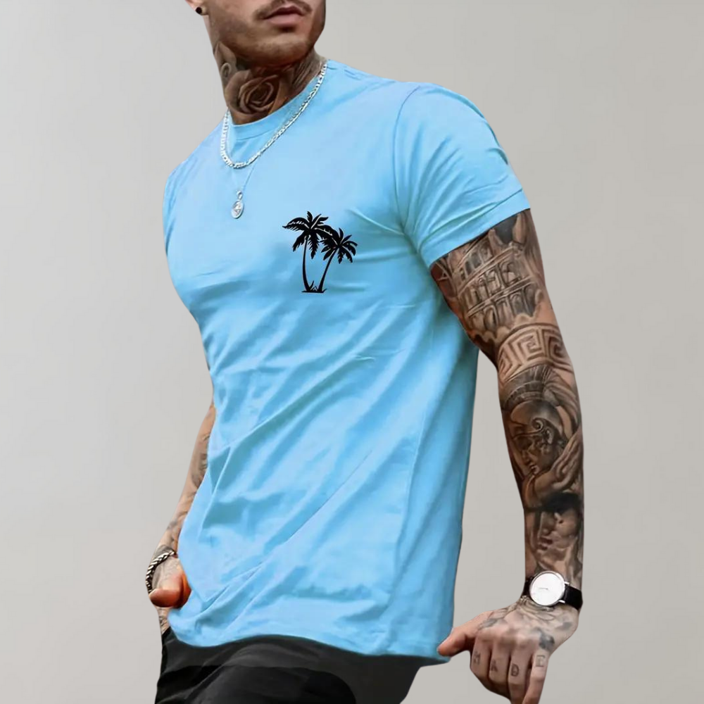 Sommer T-Shirt Herren Palme Kurzarm