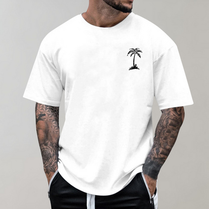 Herren T-Shirt Palmen-Print Lockeres Design - IdealeKleiden