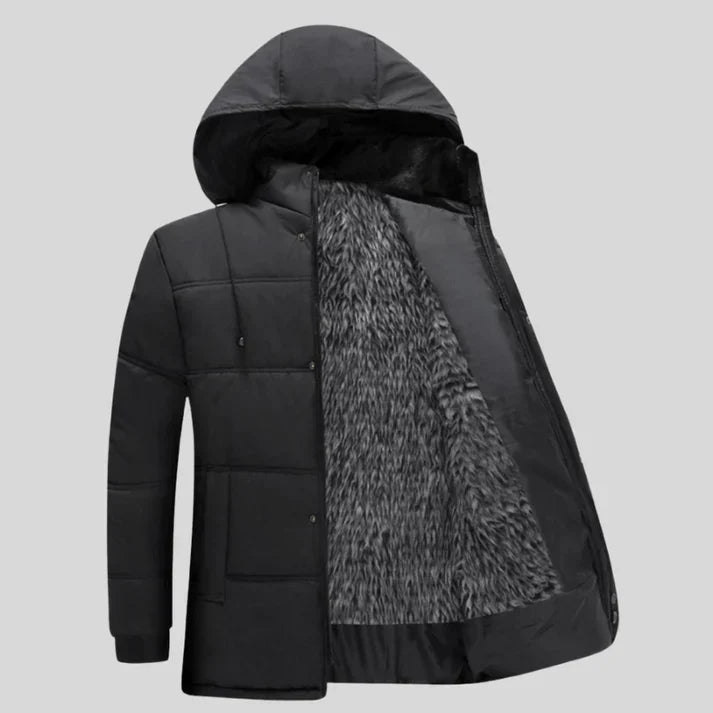 Herren Winterjacke Kapuze Daunenfüllung