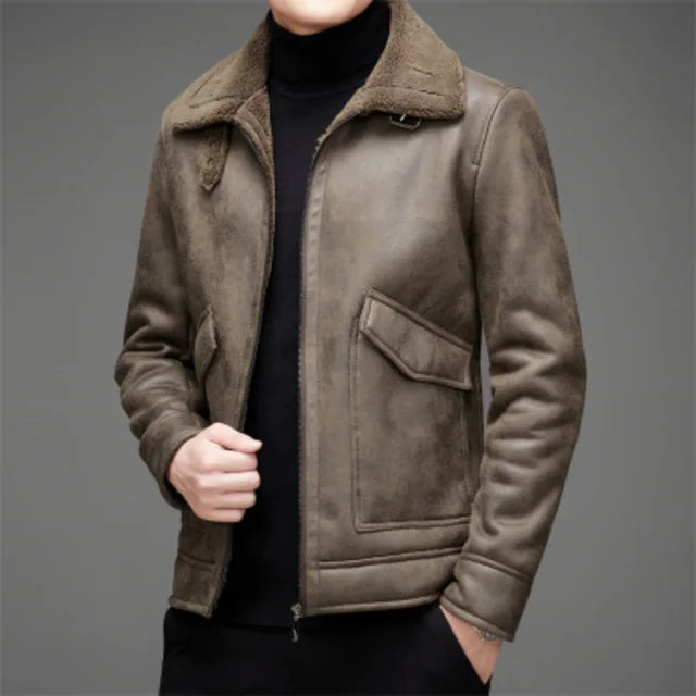 Vegane Lederjacke Herren Warm Fleece-Futter