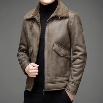 Vegane Lederjacke Herren Warm Fleece-Futter