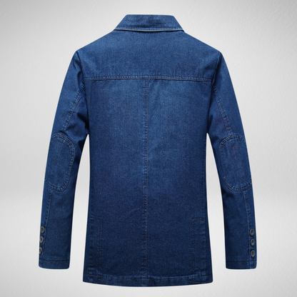 Modischer Denim-Blazer mit Knopfverschluss - IdealeKleiden