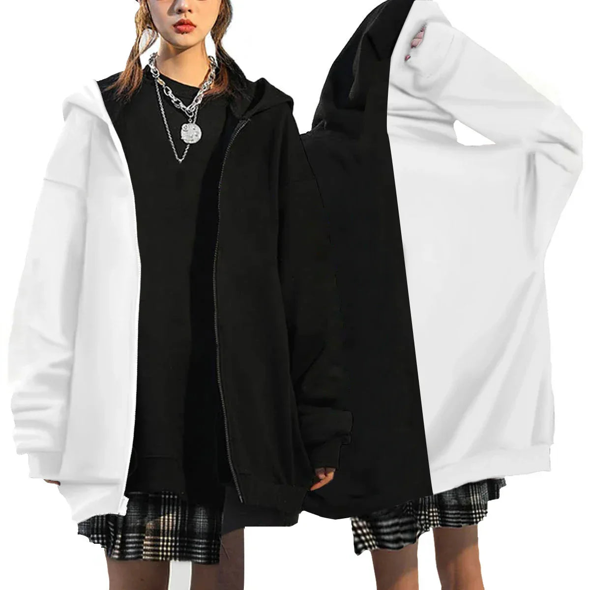 Kapuzenjacke Damen Modern Reißverschluss