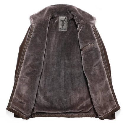 Lederjacke Warm Fleece-Futter Dickes Fell - IdealeKleiden