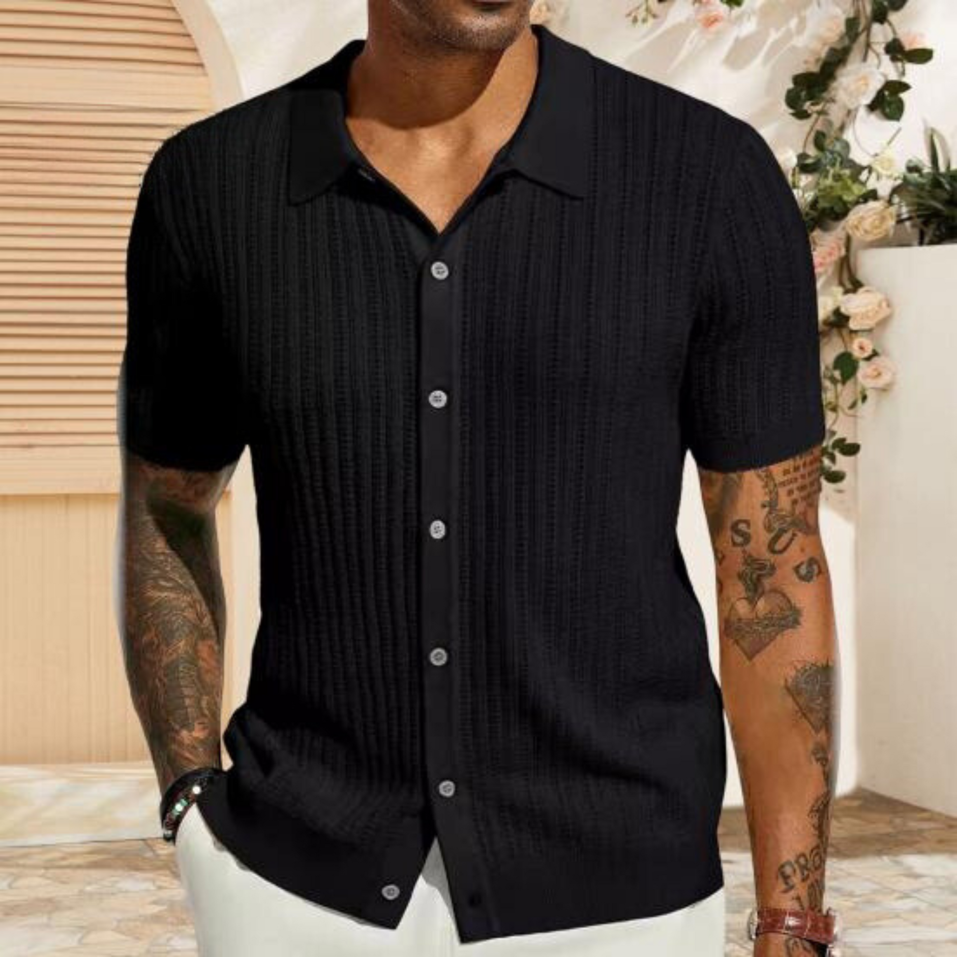 Herren T-Shirt Kurzarm Strick - IdealeKleiden