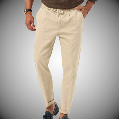 Herren Leinenhose Bequem Elastisch Leicht