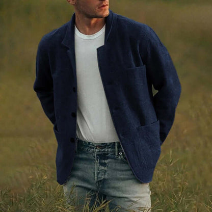Herren Sommerjacke Einreihig Freizeitjacke mit Taschen