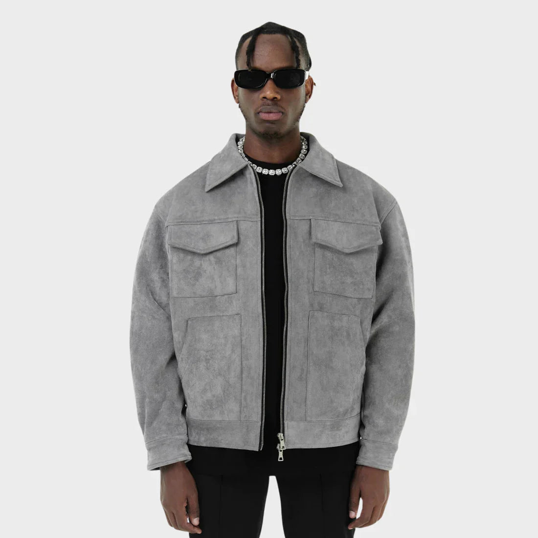 Herren Cargojacke Reißverschluss Taschen Herbst