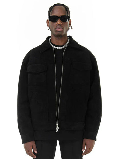 Herren Cargojacke Reißverschluss Taschen Herbst