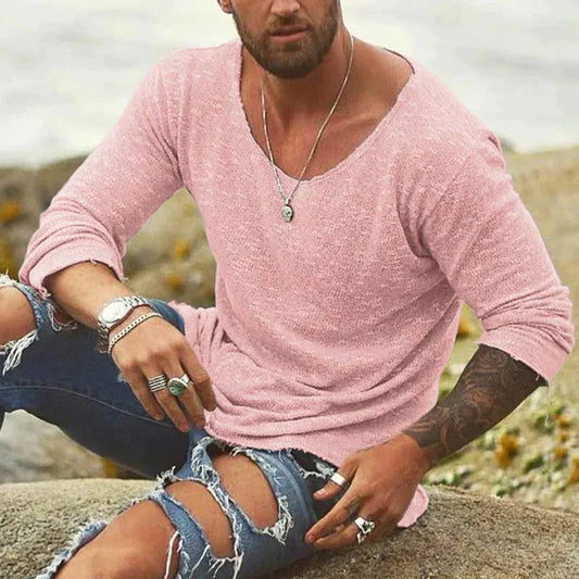 Herren Pullover Locker Fit Langarm Sommer - IdealeKleiden