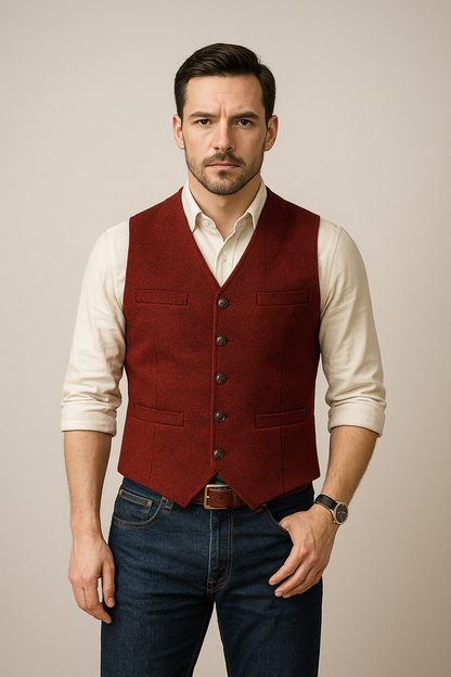Herren Blazer Weste Elegante Ärmellos