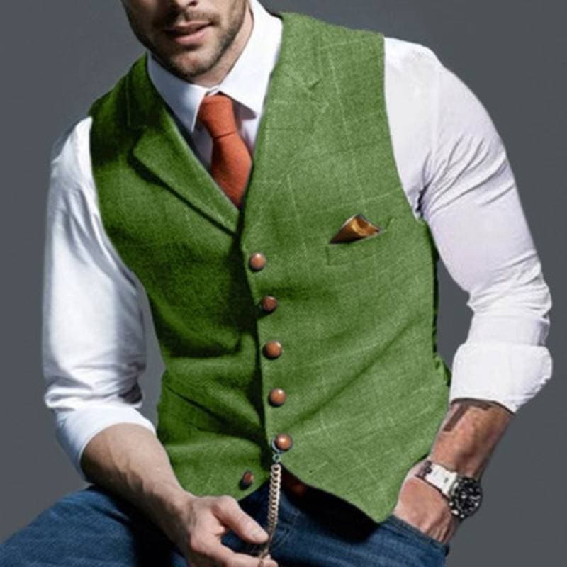 Herren Tweed Weste Ärmellos Kariert Elegant