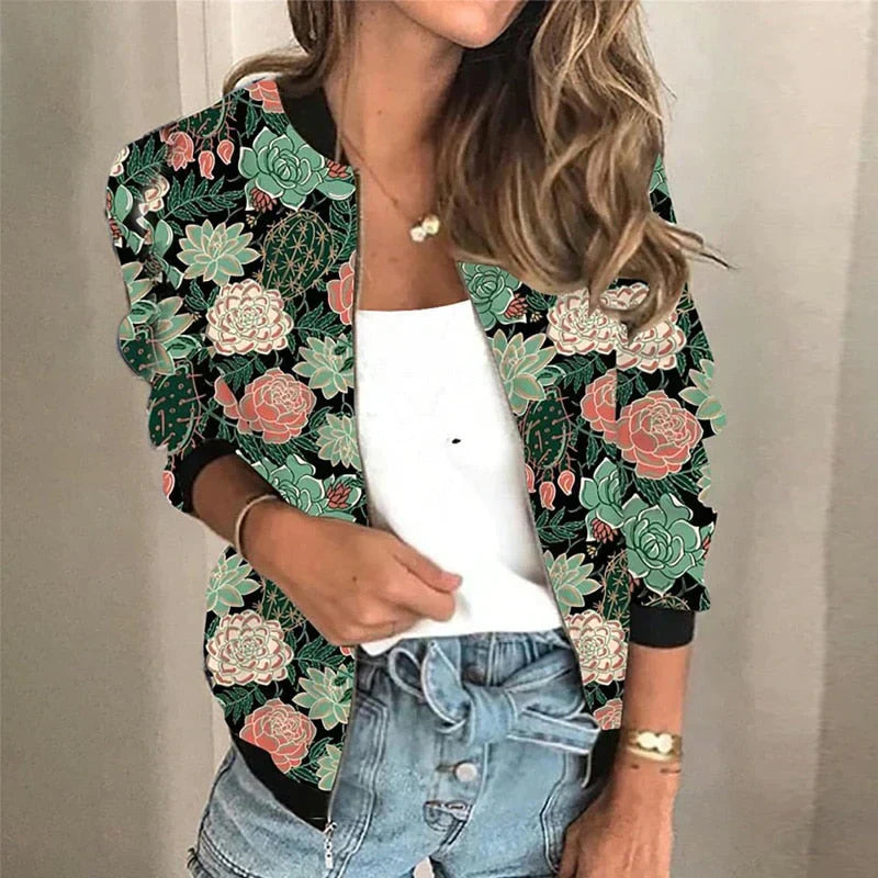 Blumen Bomberjacke Damen Vintage Style - IdealeKleiden