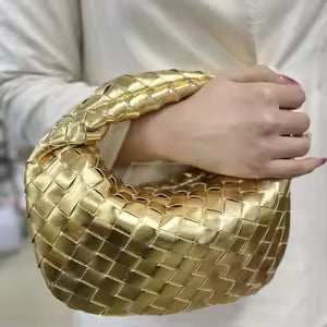 Luxus Handtasche Metallic Geflochten Eleganz