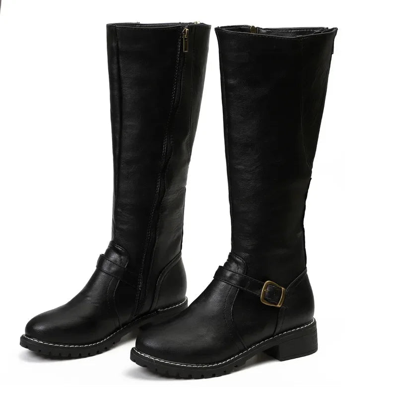 Modische Bikerstiefel Damen - Edles Design Mit Dicken Absatz
