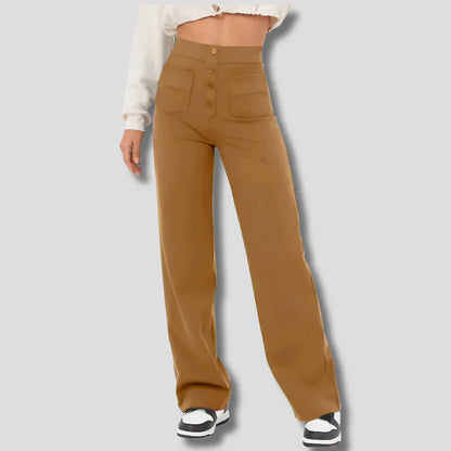 Damen Hose Hoch Tailliert Gerades Bein