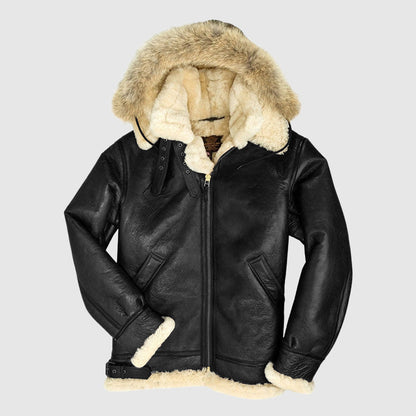 Luxus Pilotenjacke Pelzgefüttert Warm
