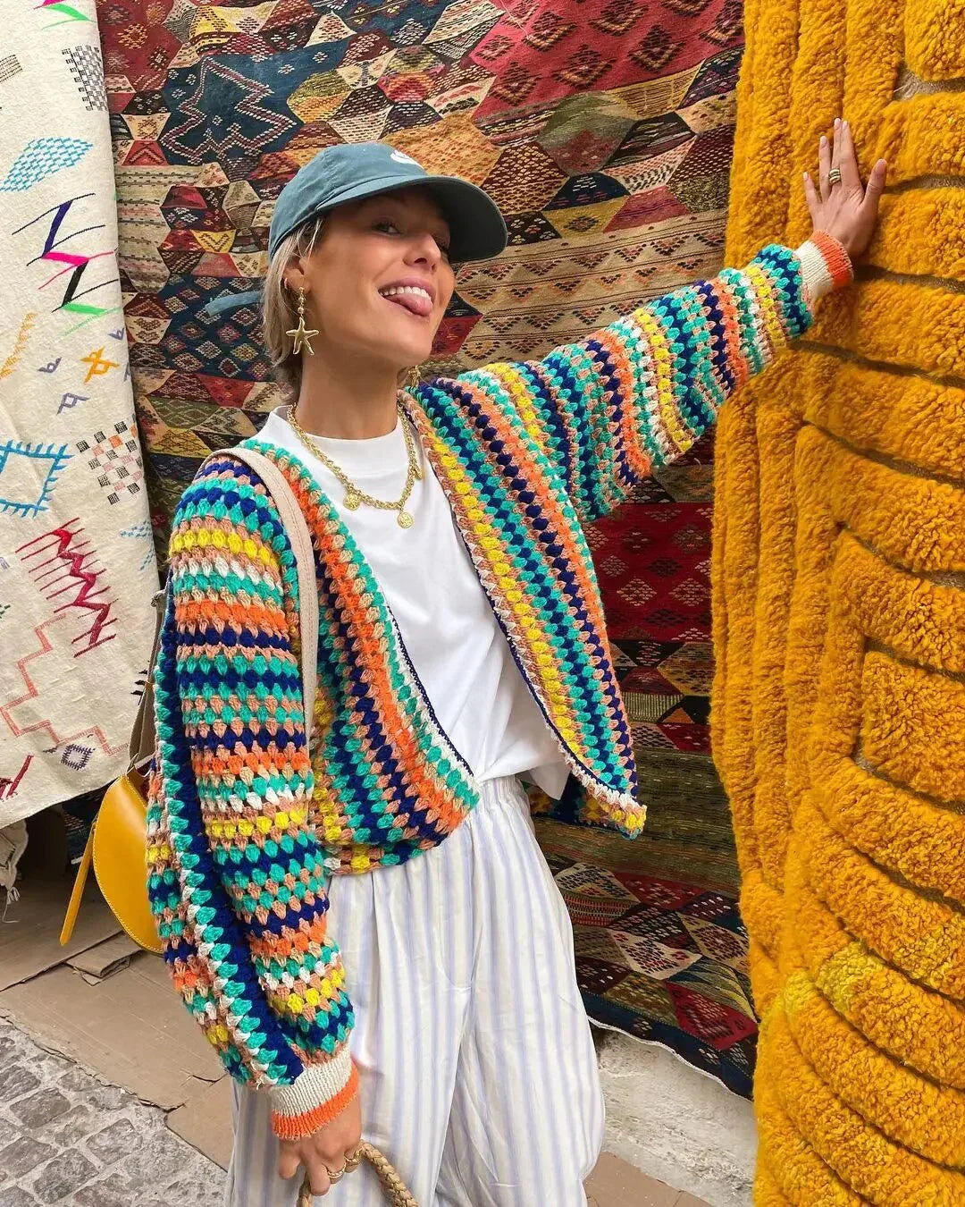 Strickjacke Damen Häkel Muster Locker - IdealeKleiden