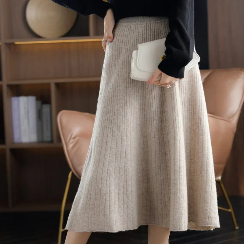 Stylischer Wollrock Damen Faltenrock Eleganz - IdealeKleiden