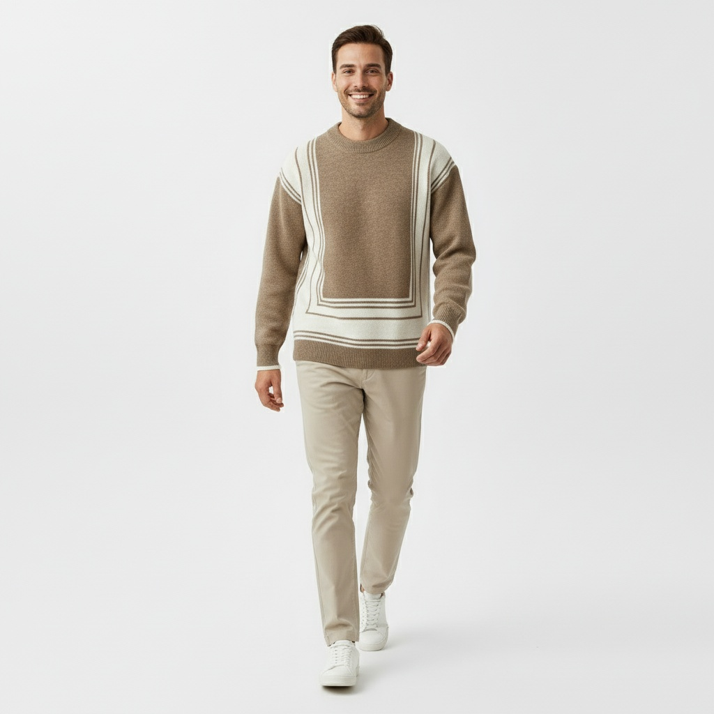 Stylischer Rollkragenpullover Geometrisch Modern - IdealeKleiden