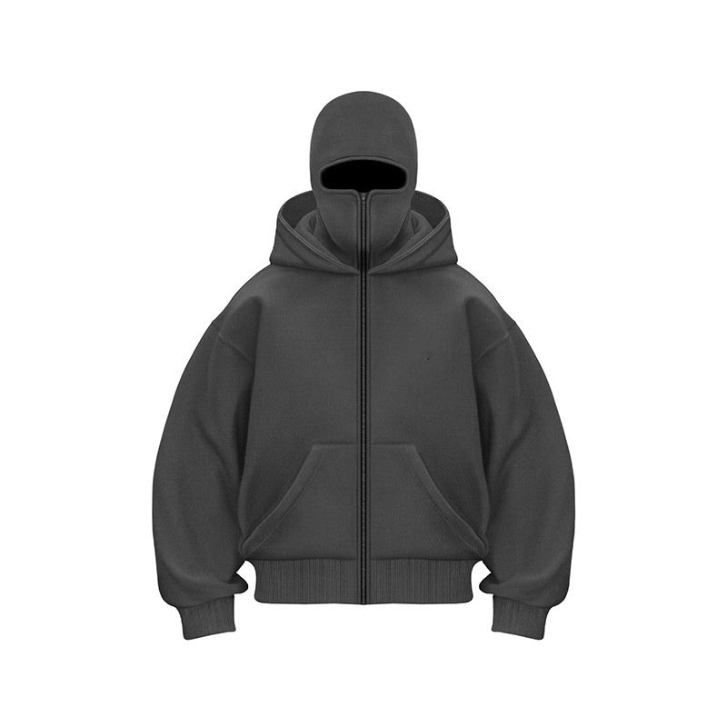 Herren Hoodie Warm mit Gesichtsmaske und Reißverschluss