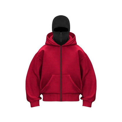 Herren Hoodie Warm mit Gesichtsmaske und Reißverschluss
