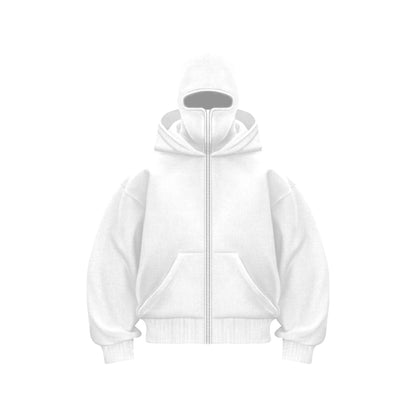 Herren Hoodie Warm mit Gesichtsmaske und Reißverschluss