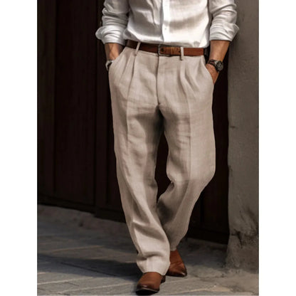 Herren Leinenhosen Leicht Bequem Lockere Passform - IdealeKleiden