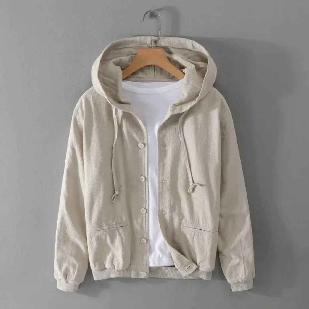Stylische Kapuzenjacke Leinen Look