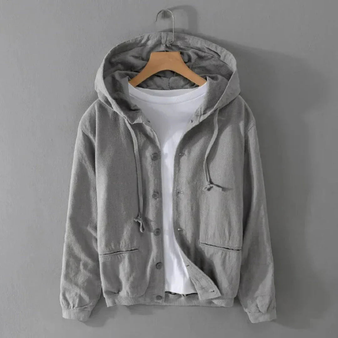 Stylische Kapuzenjacke Leinen Look