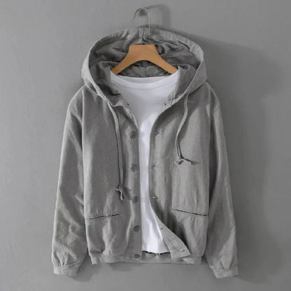 Stylische Kapuzenjacke Leinen Look