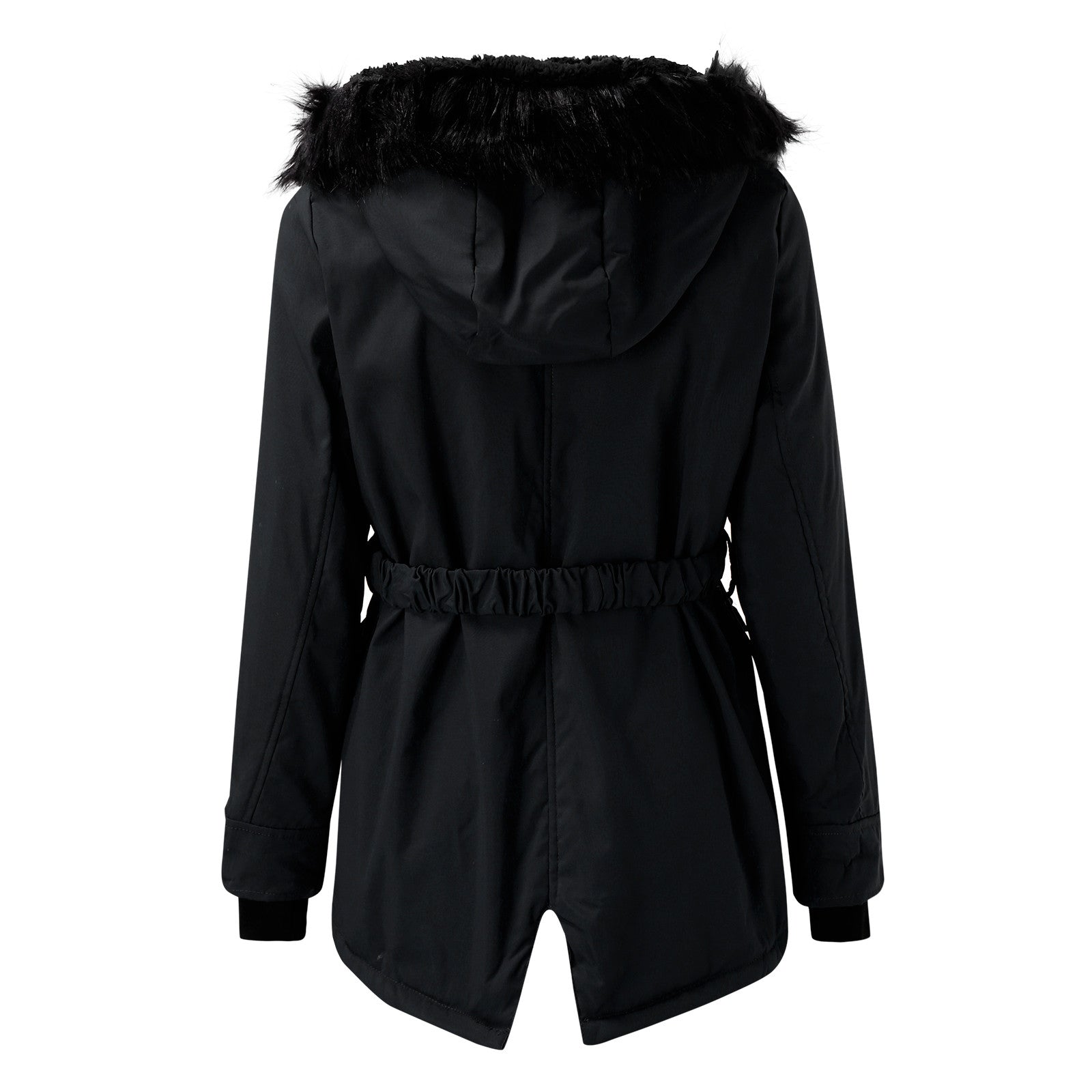 Stylischer Wintermantel mit Kapuze und Taille - IdealeKleiden